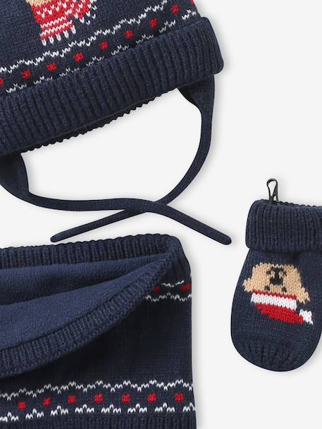 Ensemble bébé bonnet, snood et moufles marine - vertbaudet enfant 