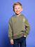 Sweater met capuchon en motief op de borst Basics jongens saliegroen+sinaasappel - vertbaudet enfant 