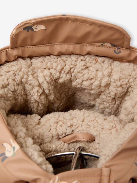 Regenjas voor baby met capuchon, gevoerd met sherpa hazelnoot+olijf - vertbaudet enfant 