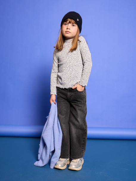 Meisjesshirt met opstaande kraag ecru+groen - vertbaudet enfant 