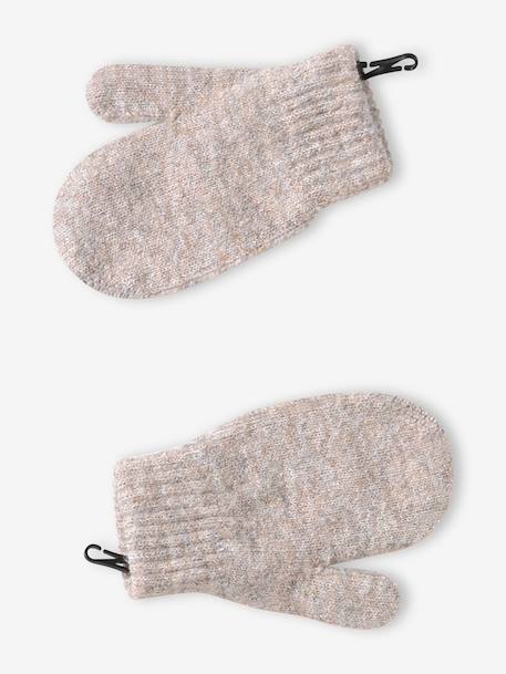 Gebreide meisjesset muts, colsjaal en handschoenen beige - vertbaudet enfant 