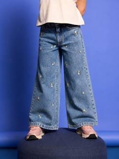 -Jean large fille brodé