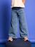 Jean large fille brodé bleu foncé+bleu jean+bleu moyen+denim bleached - vertbaudet enfant 