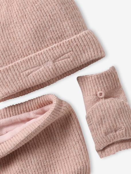 Meisjesset muts, colsjaal en wanten beige (poederkleur) - vertbaudet enfant 