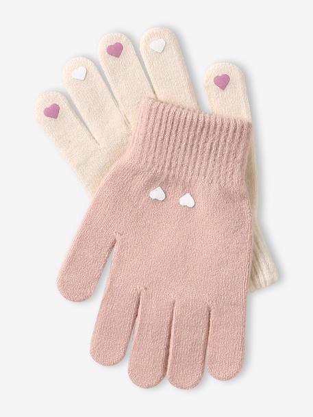 Lot 2 paires de gants magiques fille beige chiné+marine - vertbaudet enfant 