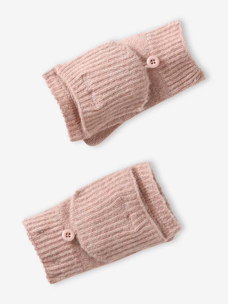 Ensemble bonnet, snood et mitaines beige poudré - vertbaudet enfant 