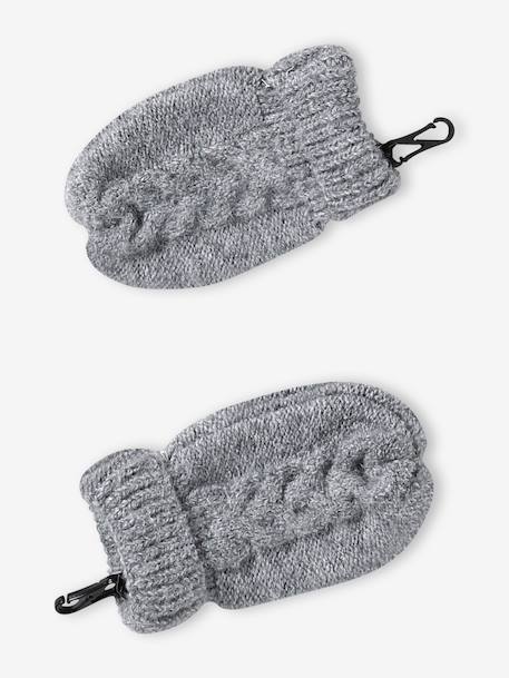 Ensemble bébé bonnet, snood et moufles gris chiné - vertbaudet enfant 