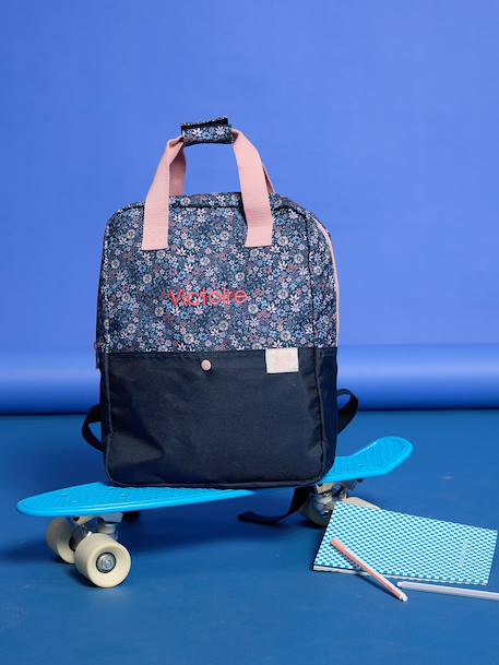Personaliseerbare polyester rugzak donkerblauw - vertbaudet enfant 