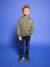 Sweater met capuchon en motief op de borst Basics jongens saliegroen+sinaasappel - vertbaudet enfant 