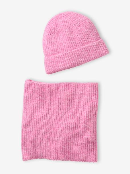 Meisjesset muts en colsjaal van tricot fuchsia - vertbaudet enfant 