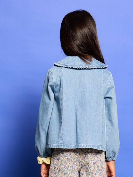 Denim blouse met lange mouwen double stone - vertbaudet enfant 
