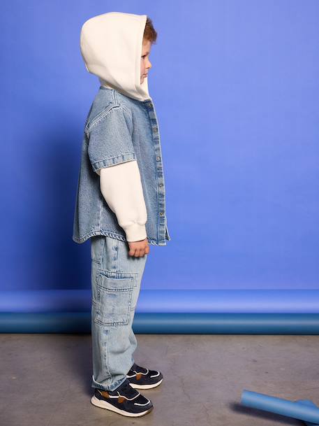 Hemd met gelaagd effect en sweater met capuchon voor jongens double stone - vertbaudet enfant 