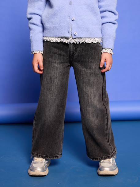 Jean fille large morphologik tour de hanches médium bleu clair+bleu foncé+bleu moyen+denim gris - vertbaudet enfant 