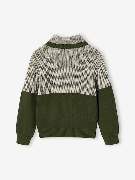 Jongenssweater met sjaalkraag groen+marineblauw - vertbaudet enfant 