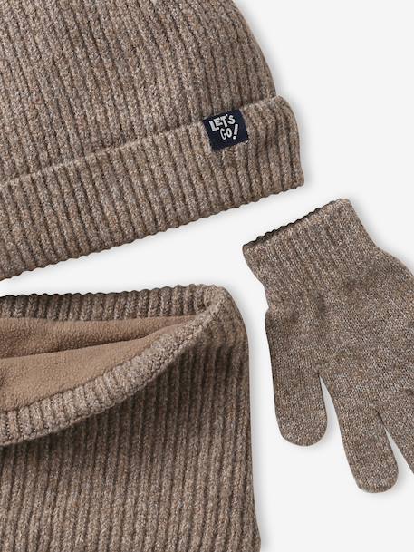 Set met muts, colsjaal en handschoenen taupe - vertbaudet enfant 