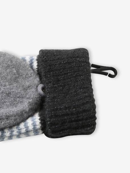 Gestreepte set van muts + snood + handschoenen voor jongens grijs+marine - vertbaudet enfant 