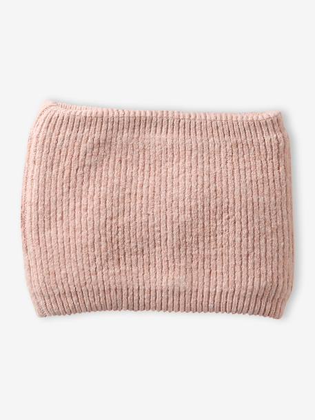 Ensemble bonnet, snood et mitaines beige poudré - vertbaudet enfant 