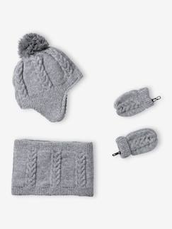Bébé-Accessoires-Bonnet, écharpe, gants-Ensemble bébé bonnet, snood et moufles