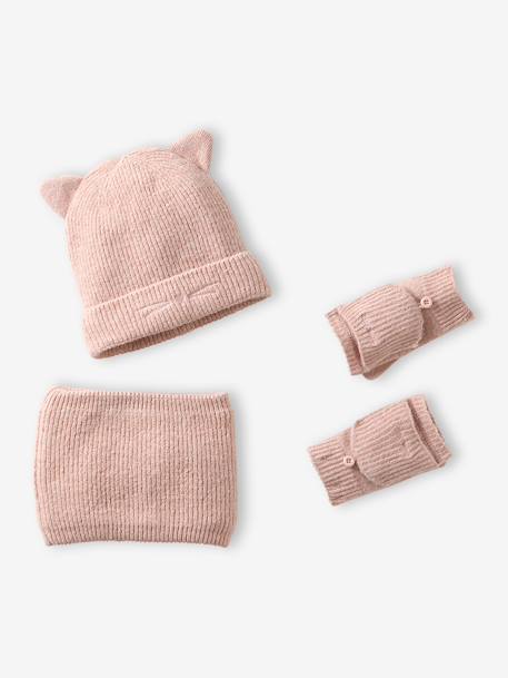 Meisjesset muts, colsjaal en wanten beige (poederkleur) - vertbaudet enfant 