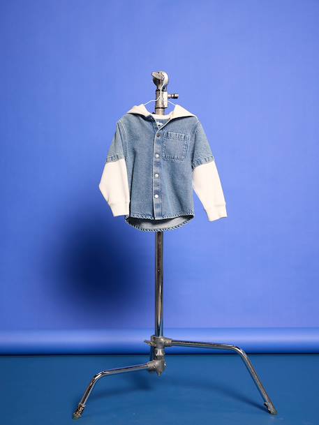 Hemd met gelaagd effect en sweater met capuchon voor jongens double stone - vertbaudet enfant 