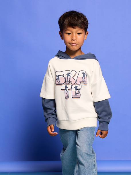 Sweat à capuche garçon écru - vertbaudet enfant 