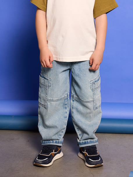 Loose jeans voor jongens double stone+zwart - vertbaudet enfant 