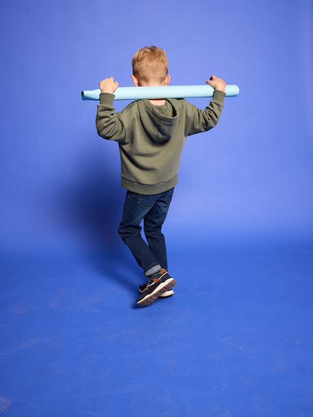 Sweater met capuchon en motief op de borst Basics jongens saliegroen+sinaasappel - vertbaudet enfant 