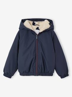 -Winddichte jas met capuchon voor meisjes, gevoerd met sherpa