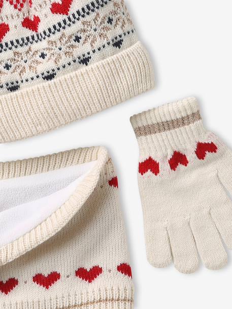 Ensemble fille bonnet, snood et moufles écru - vertbaudet enfant 