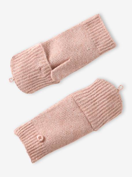 Ensemble bonnet, snood et mitaines beige poudré - vertbaudet enfant 