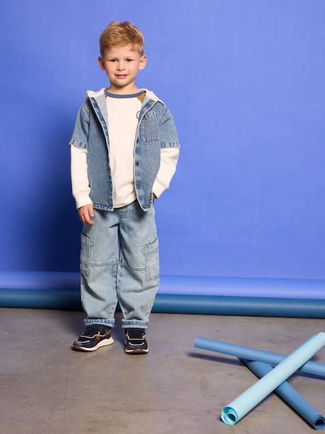 Hemd met gelaagd effect en sweater met capuchon voor jongens double stone - vertbaudet enfant 