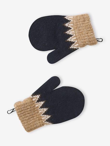 Ensemble garçon bonnet, snood et gants moka - vertbaudet enfant 