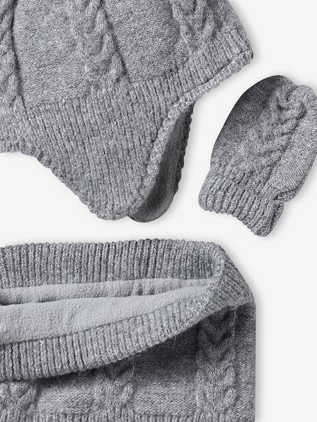 3-delige babyset muts, colsjaal, wanten gemêleerd grijs - vertbaudet enfant 