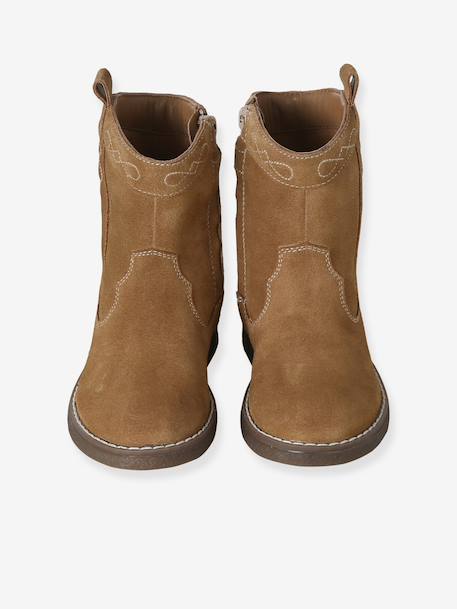 Boots fille cuir zippées marron - vertbaudet enfant 