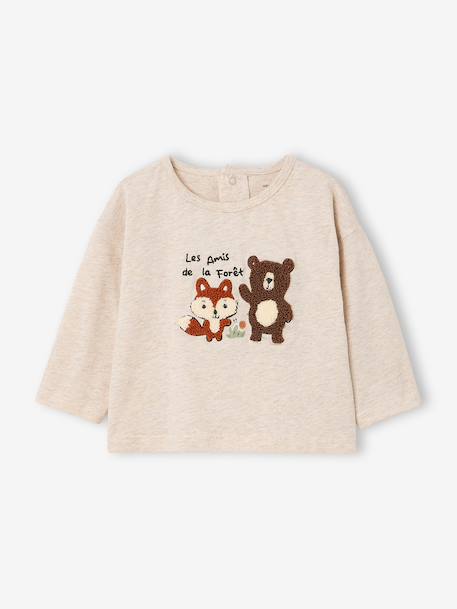T-shirt manches longues bébé garçon beige chiné+gris chiné - vertbaudet enfant 