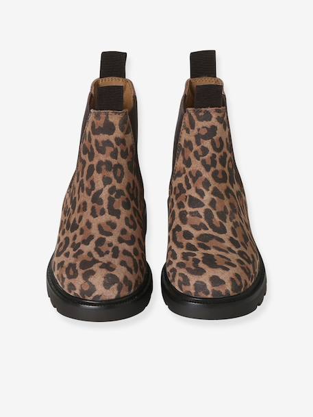 Leren meisjesboots met elastiek beige - vertbaudet enfant 