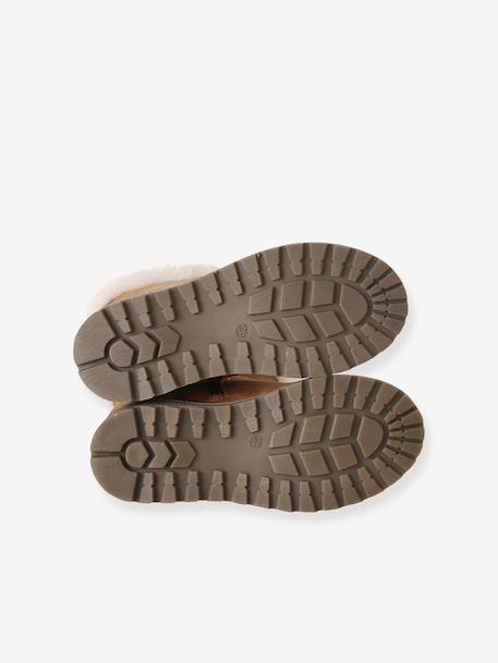 Boots fille en cuir zippées marron - vertbaudet enfant 
