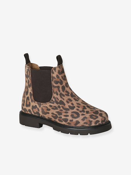 Leren meisjesboots met elastiek beige - vertbaudet enfant 