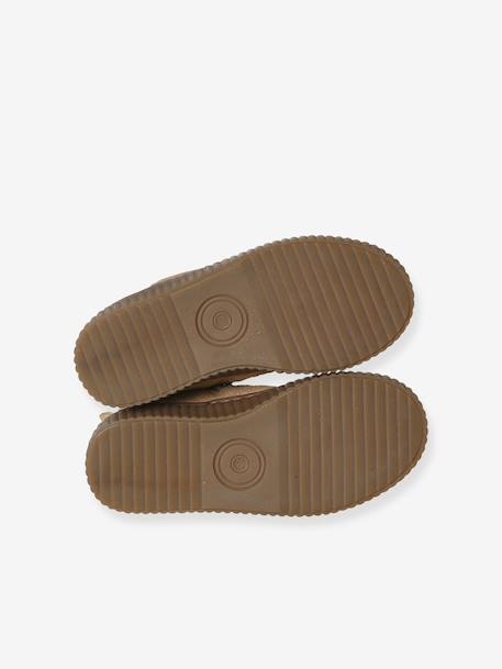 Boots enfant garçon cuir zippées et élastiquées beige+marine - vertbaudet enfant 