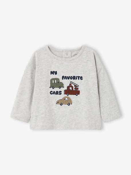 Babyjongensshirt met lange mouwen gemêleerd beige+gemêleerd grijs - vertbaudet enfant 