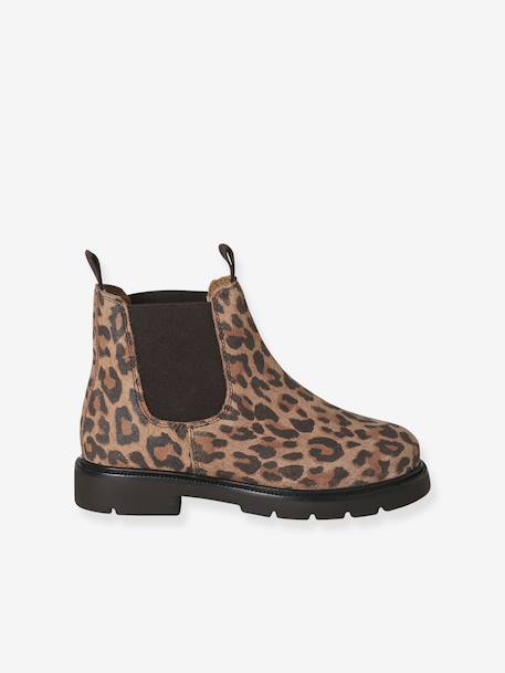 Leren meisjesboots met elastiek beige - vertbaudet enfant 