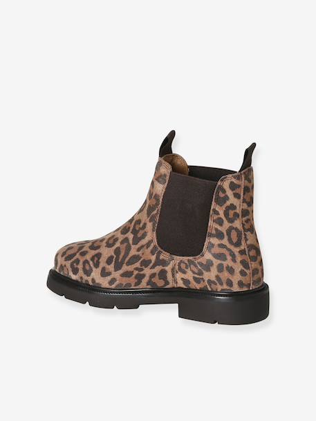 Leren meisjesboots met elastiek beige - vertbaudet enfant 