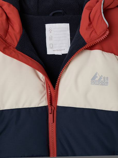 Jongensjas met capuchon blauw+roest - vertbaudet enfant 