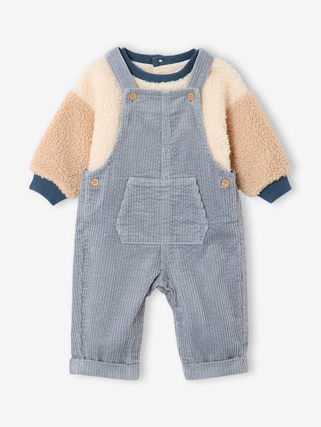 Set tuinbroek en sweater baby jongen grijsblauw - vertbaudet enfant 