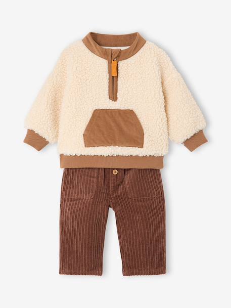 Ensemble bébé garçon sweat et pantalon cacao - vertbaudet enfant 
