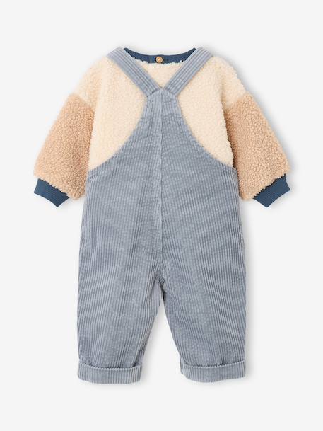 Ensemble salopette et sweat bébé bleu grisé - vertbaudet enfant 