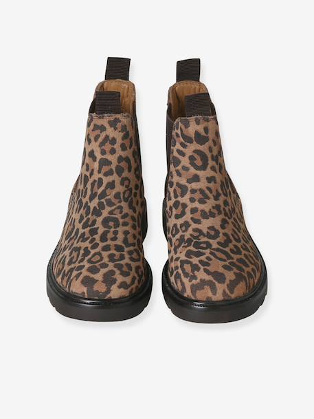 Boots fille en cuir à élastiques beige - vertbaudet enfant 