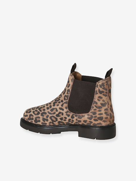 Leren meisjesboots met elastiek beige - vertbaudet enfant 