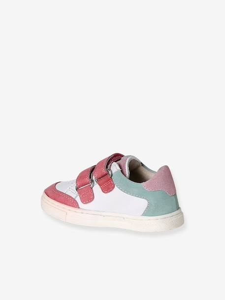 Baskets bébé cuir à scratchs lot blanc+lot violet - vertbaudet enfant 