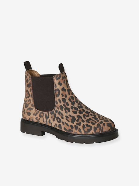 Leren meisjesboots met elastiek beige - vertbaudet enfant 